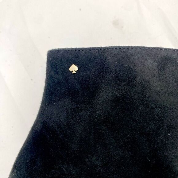 Kate Spade Womens 10 Black Suede Taraji Faux Pearl Zip Block Heel Bootie Boots - Picture 6 of 12